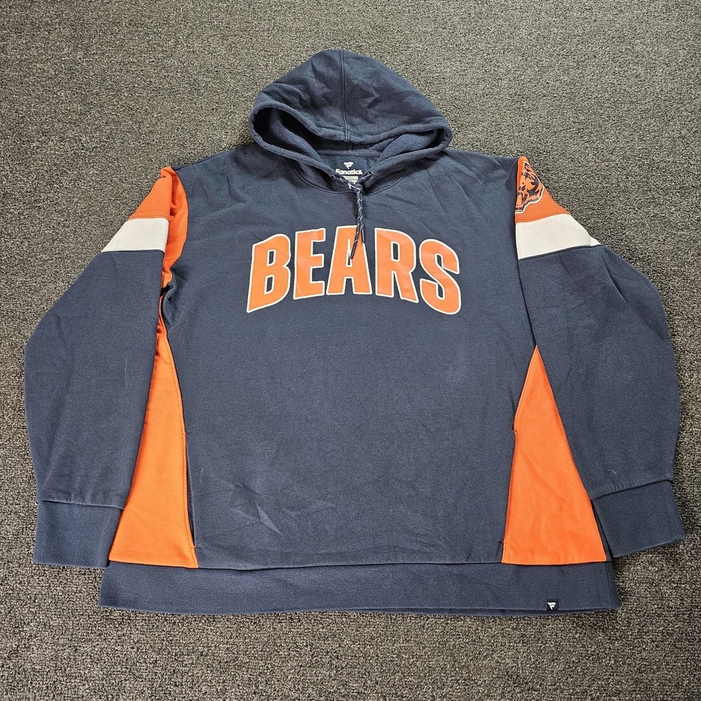 Fanatics Chicago Bears Hoodie Mens XL Blue Orange NFL Football Sweatshirt 3293